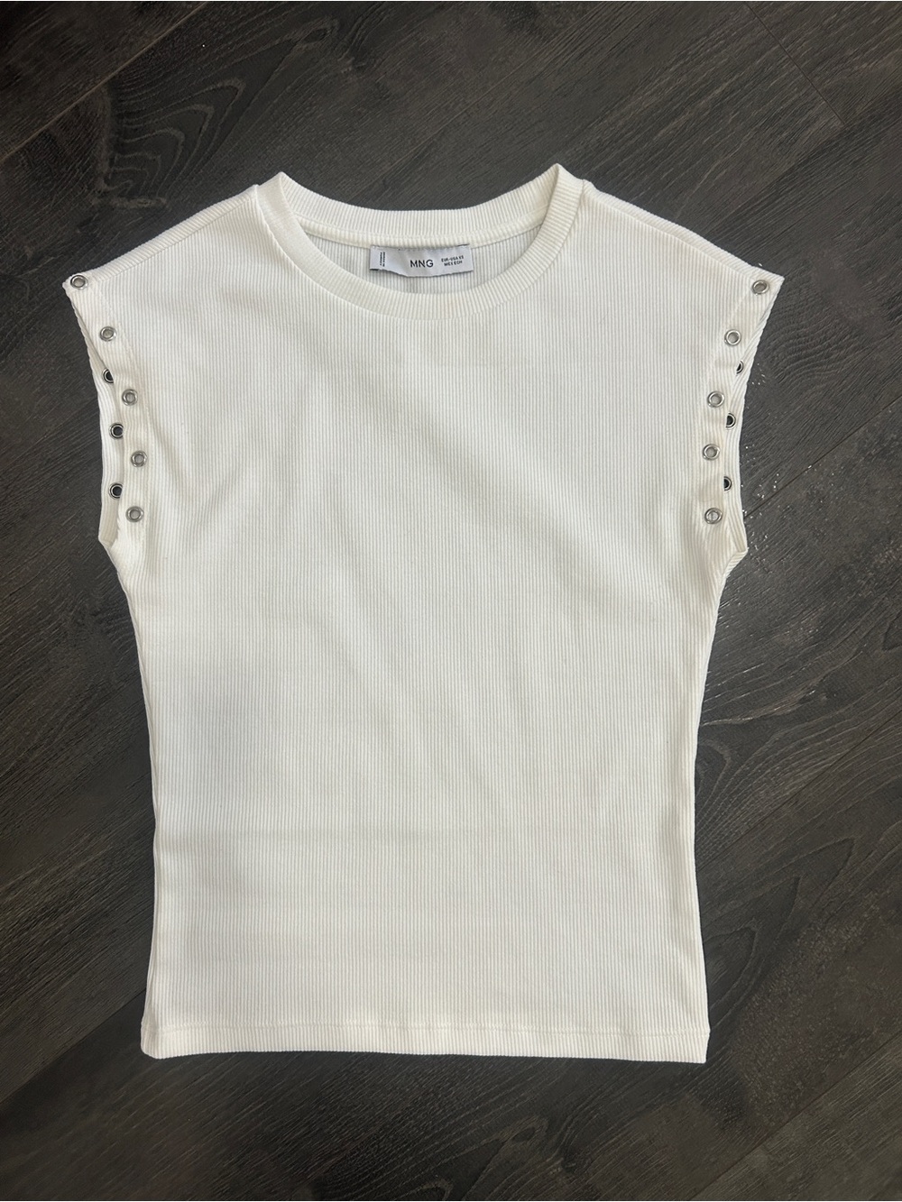 Mango White Ribbed Tank Top